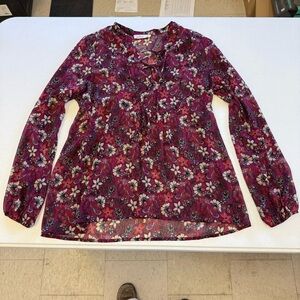 Hollister Chiffon Floral Baby Doll Long Sleeve Women's Top, Size medium